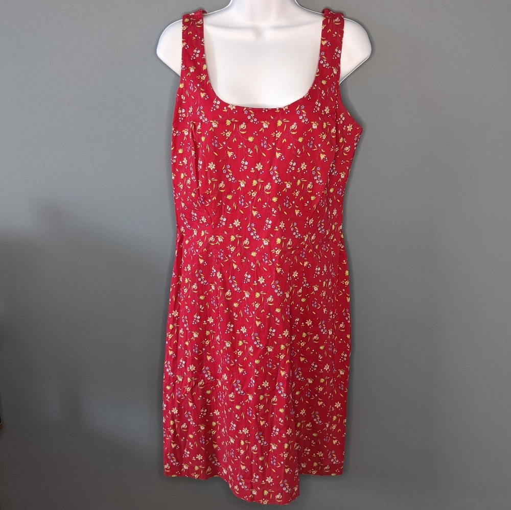 Express Stretch 90s Women's Mid Length Dress with Summer Bloom Pattern - Picture 1 of 5